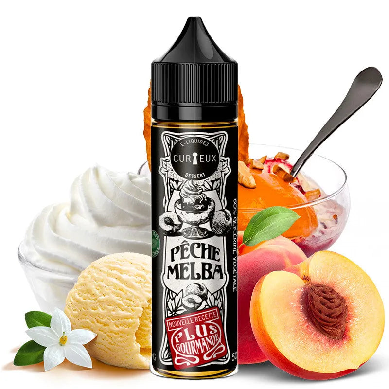 E-Liquid Pêche Melba - Édition Dessert by Curieux | 50ml "Shortfill 70ml" | 60/40