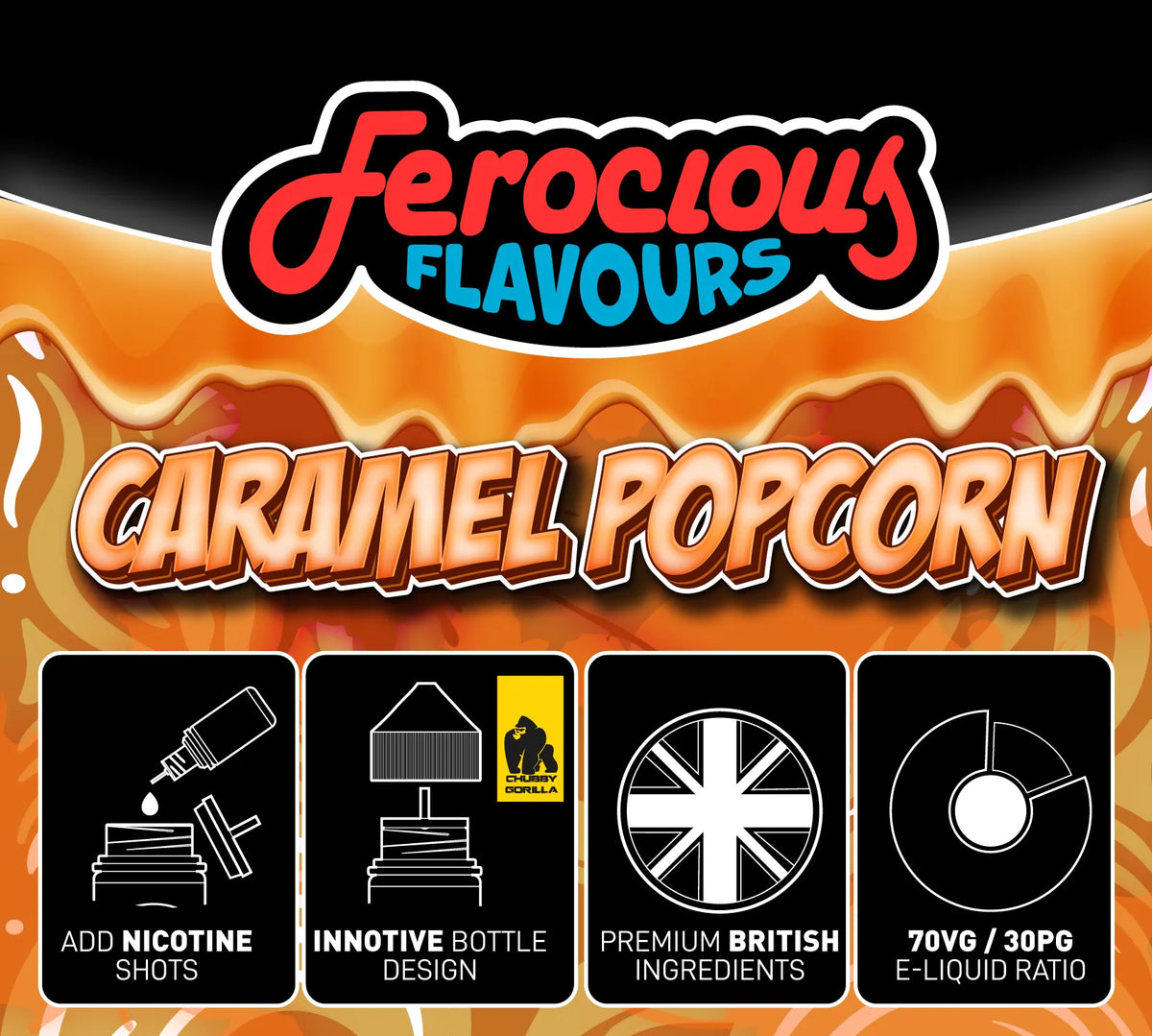 Caramel Popcorn 70/30 | Ferocious E-Liquid