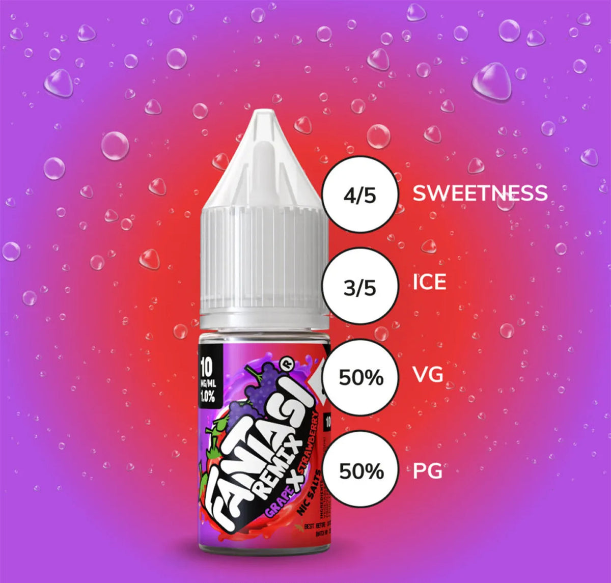 Grape X Strawberry 10ml Nikotinsalz | 50/50 E-Liquid | Fantasi