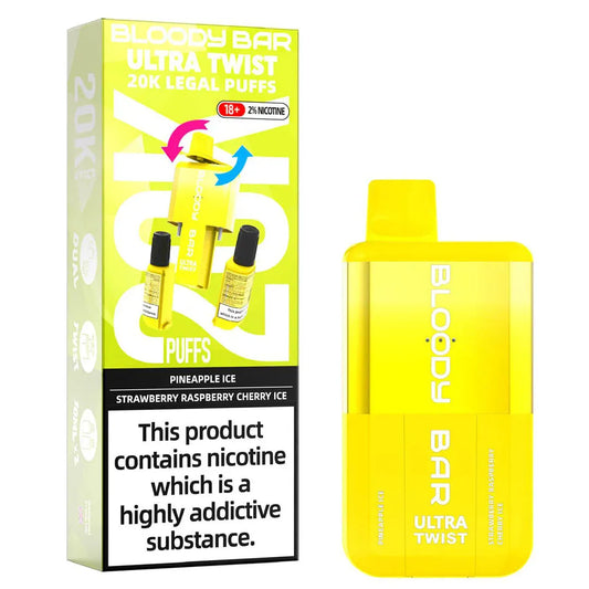 Pineapple Ice/Strawberry Raspberry Cherry Ice - Bloody Bar Ultra Twist 20,000 Puffs Einweg-Vape