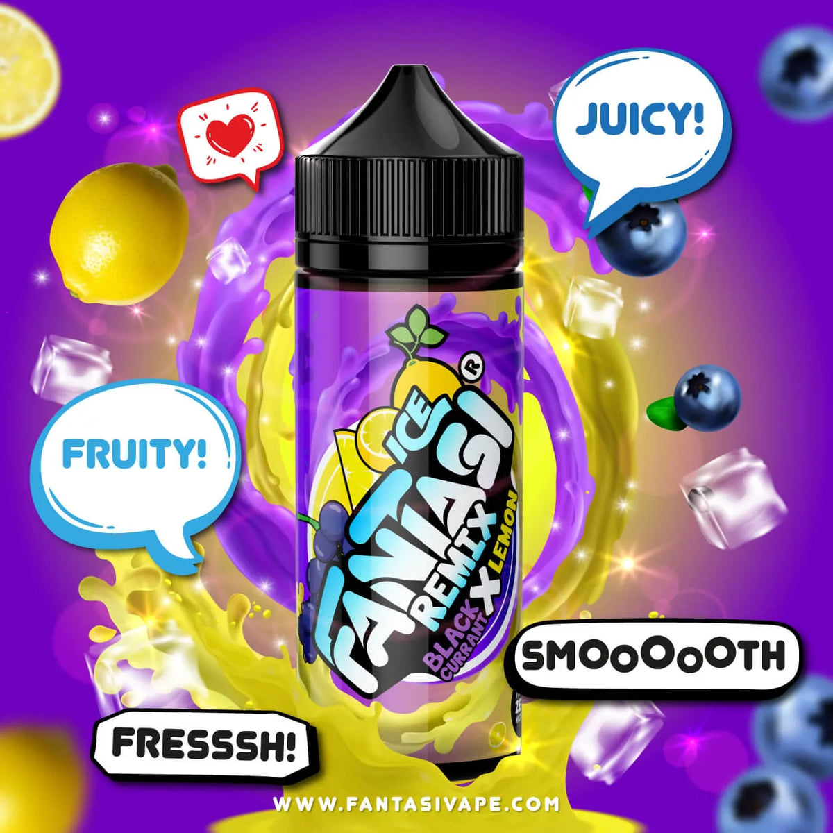 Ice Remix Blackcurrant X Lemon 70/30 E-Liquid (Ice Remix Schwarze Johannisbeere X Zitrone) | Fantasi