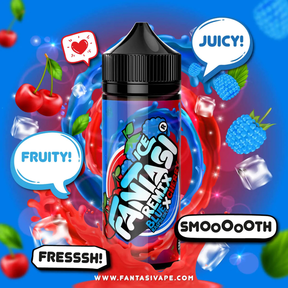 Ice Remix Blue Raspberry X Cherry 70/30 E-Liquid (Ice Remix Blaue Himbeere X Kirsche) | Fantasi